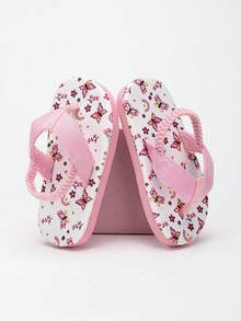 1 Pasang Sandal Jepit Bayi Bermotif Kupu-kupu dengan Ujung Terbuka dan Bernapas, Sandal Selop Longgar untuk Anak-Anak di Luar Ruangan - Berwarna merah muda - View 1