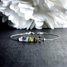 Natural 7 Chakra Multi-Gemstone Smoky Quartz Garnet Citrine Apatite Moonstone Adjustable Thin Bracelet, Symbolizing Good Luck And Prosperity. It Is A Perfect Daily Gift For Women.[Natural Stone Colors And Shapes May Vary] - Multicolor - View 6