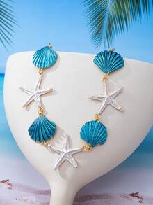 1pc Fashion Starfish & Shell Faux Pearl Waist Chain, Suitable For Women Beach Resort Wear - Yellow Gold - View 11