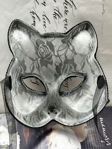 1pc Fox Mask Halloween Cosplay Cat Face Lace Mysterious Cat Eye Half Face Mask Sexy Photo Prop - View 6