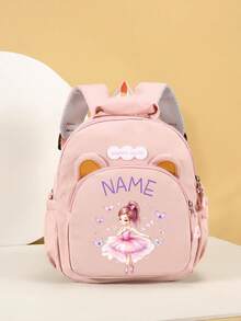 1pc Mini Back To School Personalized Bear Backpack, Versatile Casual Ballet Cartoon Girl Butterfly Print, Zipper Closure, Nylon Material, Adjustable Shoulder Strap, Hand-Carry, Suitable For School, Shopping, Daily Outings, Birthday Gift - Multicolor - View 21