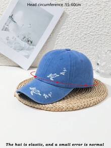 1件中性刺繡鯊魚水洗棒球帽，可調節防曬休閒帽，適合戶外、旅行、海灘、度假，Y2K風格青年帽 - 棒球帽 - 查看 8