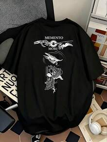 Men's Plus Size Loose Oversize Angel Hands Double-Sided Print Dark Casual T-Shirt Short Sleeve | Exquisite Craftsmanship | Summer Essential Item | Versatile And Easy To Match, Show Off Your Style - Black - View 6