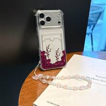 [24h Shipping From DE/FR/ES]Phone Case: 2pcs Set: Transparent Flower Card Slot Phone Case + Mermaid Princess Heart Bracelet, Suitable For IPhone 16, 15, 14, 13, 12 Pro Max, XS, XR, Fashionable Phone Case, Stylish Design, Artistic Pattern, Scratch-Resistant Protective Casethe Perfect Present - A - View 6