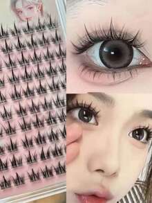 100簇大容量免膠狗狗假睫毛，懶人濃密自然新手睫毛漫畫分段局部假睫毛，簇裝假睫毛 - C - 查看 2