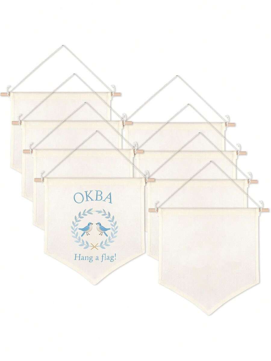 1/2/5/8 Peças Banner de Tela em Branco, Banners de Tela com Vara de Madeira, Suporte de Exibição de Parede para Alfinetes Esmaltados, Alfinetes de Lapela, Distintivos, Botões, Coleção de Patches - Bege 30cm - Visão 1