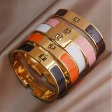 1 Pc Fashion Letter Open Bangle Bracelet For Women, Fashion Brand Jewelry, Multicolor Punk Style Bracelet, Party Gift - Multicolor - View 5