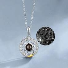CIREY 1pc 100 Languages "I Love You" Sun & Moon Pendant, Miniature Letter Projection Couple Necklace, Suitable As Valentine's Day Gift - Sun and Moon Necklace - View 4