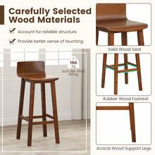 29 Inch Wood Bar Stools Set Of 2 With Solid Back And Seat-Walnut-XY219088 - FXCHDDCBQA38E0 - View 6