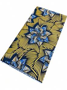 Black Gold Blue Glitter African Wax Print Fabric, Authentic Dutch Ankara Cloth, Spiral Floral Palm Leaf Pattern, Vibrant Printed Textile, Suitable For African Traditional Dresses, Headwraps, Skirts, Home Decor, Table Runners, Party Outfits And DIY Sewing - Multicolor - View 3