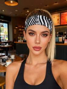 3/1pc Women's Zebra Print Fashion Headband, Suitable For Daily Wear, Yoga Fitness Sports Headband, Summer Hair Accessory - Multicolor - View 4