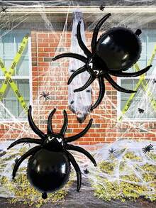 Balão de Folha de Aranha de Halloween 82x78cm Balão de Aranha Preto Grande, Adequado para Decoração de Festa de Halloween, Decoração de Terror de Casa Assombrada, Decoração de Entrada, Varanda e Quintal. - Visão 2