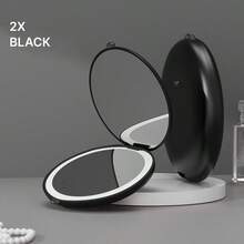 Compact 3.5 Inch (Approx. 8.9 Cm) Rechargeable Travel Makeup Mirror, 10X Magnification Double-Sided Round Folding Design LED Light Pocket Mirror, Portable Mirror, Ideal Gift For Women, Girls, Students (White) - Multicolor - View 8