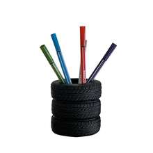 1/2 piezas Portabolígrafos con forma de neumático divertido - Organizador de escritorio de PVC negro duradero, adecuado para la escuela y la oficina - Un portabolígrafos para neumáticos - Ver 4
