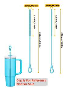 Silicone Straw Cleaning Brush, Reusable Straw Cleaning Brush With Flexible Steel Core, Extra Long Soft Bristle Bottle Brush Suitable For Cleaning Glass Straws And Crevices - A - View 17