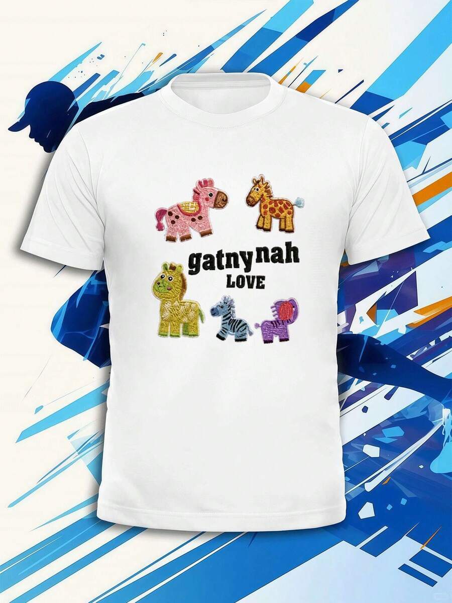 Herren T-Shirt mit Animalier-Grafikdruck, 100% Baumwolle, bequeme Passform, atmungsaktiv, Street Hip-Hop Stil, einzigartiger Grafikdruck - Weiss - Übersicht 1