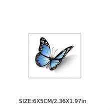 2pcs 3D Gradient Blue Butterfly Temporary Tattoo Stickers, Realistic Waterproof Disposable Body Decals, Sweet & Cool Body Accessory - Red - View 6