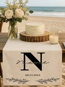 Customized Wedding Table Runner, Suitable For Sweetheart Table Decor, Customizable Name, Perfect For Newlywed Table Decoration And Coordinated Venue Setup, Creating Sweet Romantic Event Details And Customized Wedding Display - White - View 10