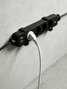 2pcs Power Socket Brackets, Wall-Mountable (No Screws Included), Hide Power Sockets Completely, Suitable For Home Office Cable Management System, Space-Saving Storage And Fixing Device, Minimalist Design Blends Into Various Office Furniture, Effectively Manage Power Cords, Prevent Tangling - A - View 7
