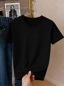 Camiseta Deportiva Casual Básica Mexicana para Mujer con Estampado de Letras de Chicas Gimnastas, Manga Corta, Cuello Redondo, para Levantamiento de Pesas y Entrenamiento Diario, Imagesoft, - Negro - Ver 2