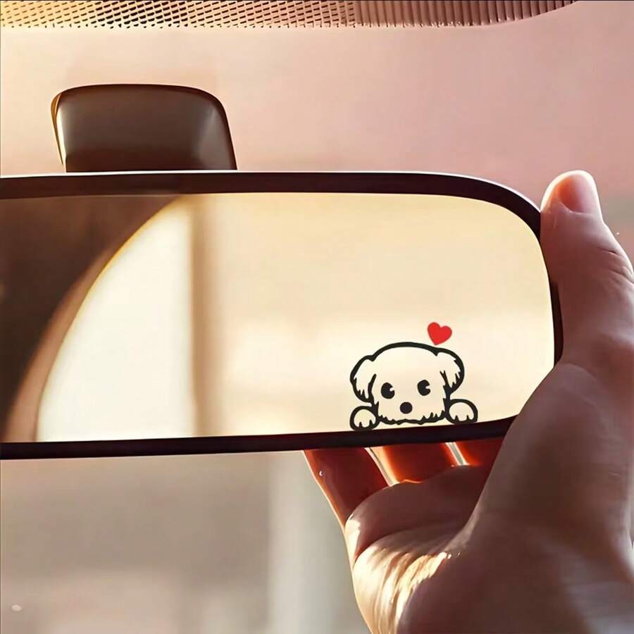 Cute Cartoon Dog Car Motorcycle Off-Road Vehicle Pickup Truck Window Wall Decal Rearview Mirror Sticker - Add Some Fun To Your Rearview Mirror Suitable For Motorcycle Helmet Stickers - A - View 1