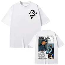Camisetas Gráficas de Rapero Daddy Yankee Moda Hip Hop Camisetas de Manga Corta para Hombres y Mujeres Algodón de Alta Calidad Camiseta Oversized - Blanco - Ver 1
