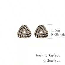 2 piezas Pendientes de tachuela con diseño de diamante de imitación - Dorado - Ver 4