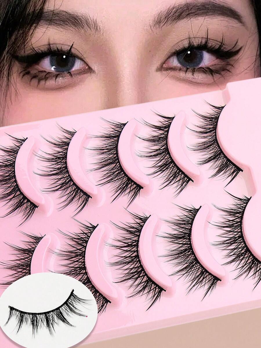 AYRMILL 5對 DIY 自然蓬鬆柔軟纖細長款黑色假睫毛，附自然根部睫毛接長 - 黑色 - 查看 1