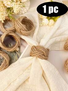 1-24pcs Handmade Woven Linen Napkin Rings, Floral Pattern - Natural Jute Material, Suitable For Nautical Theme Table Decor, Perfect For Parties, Weddings, Birthdays And Dining Atmosphere - Multicolor - View 10