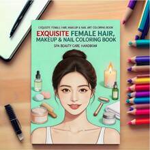 1 Exquisite Makeup, Nail Art & Hairstyle Coloring Book, 24 Pages Thick Paper, Stress-Relieving Fashion Aesthetic Creation, Perfect For Adult Relaxation, Family Gatherings And Holiday Decor, Father's Day, Halloween, Christmas - Single Piece - View 1