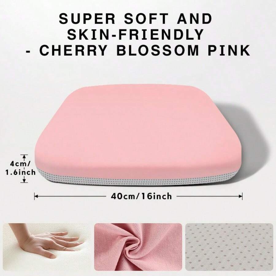 1 Piece Square Soft Cushion, Ultra-Soft Cushion, Comfortable For Long Periods Of Sitting, Office Cushion For Long Hours Of Sitting Without Fatigue, Car Seat Cushion, Home Dining Chair Cushion - 粉色 - 查看 1
