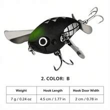 1pc 7g Water Cicada Floating Crawler Lure, Surface Ripple Floating Bass Fishing Hard Bait With Double Hooks, Strong Vibration Attracts Fish - Multicolor - View 8