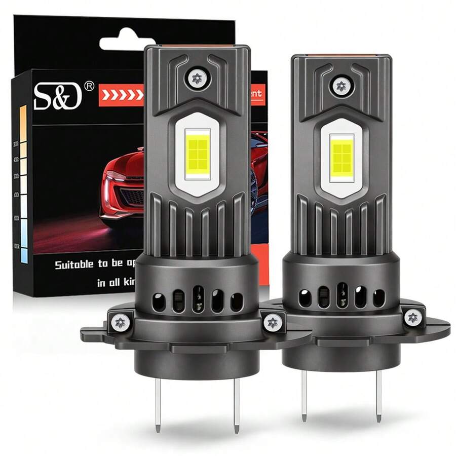 S&D H7 LED Canbus 車用大燈燈泡 1:1 迷你尺寸 30000LM 超亮 無線 Turbo 霧燈燈泡 6000K 汽車燈 - A - 查看 1