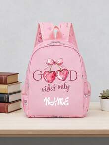 1pc Personalized Back To School Backpack, Casual Cute Butterfly Heart Print, Zipper Closure Nylon Material, Adjustable Shoulder Straps, Hand-Carryable, Suitable For School, Commuting, Shopping, Daily Use. Birthday Gift. - Multicolor - View 17