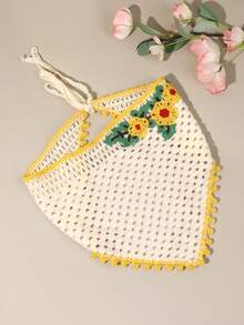 1件女款鉤編髮箍，波希米亞風優雅花卉刺繡髮箍，鄉村風女性髮飾 - 彩色 - 查看 2