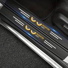 9pcs Black Car Door Sill Protector Strip, Universal Modified Car Sport Foot Pedal Anti-Scratch Door Step Decorative Protection Strip, Car Interior Decoration - A - View 4
