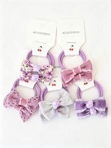 10pcs Pastoral Style Assorted Fabric Bow Headbands Hair Accessories, Suitable For Children - Multicolor - View 16