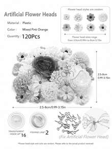 MEHELANY 120/60/30件組 白色懸掛花卉花串裝飾 DIY 花卉窗簾材料 人造花吊飾 適用於漂浮花牆掛飾 背景裝飾 婚禮 生日 房間裝飾 畢業典禮 家居花園 春夏婚禮派對拱門牆面裝飾 (DIY 花串套組) (花頭直徑隨機 3-8cm) - 白色 - 查看 4