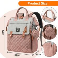 Large Capacity Diaper Bag Backpack, Multifunctional Maternity Bag For Mom, Lightweight Care Backpack For Stroller Walks, Park & Weekend Getaways - Pink - View 6