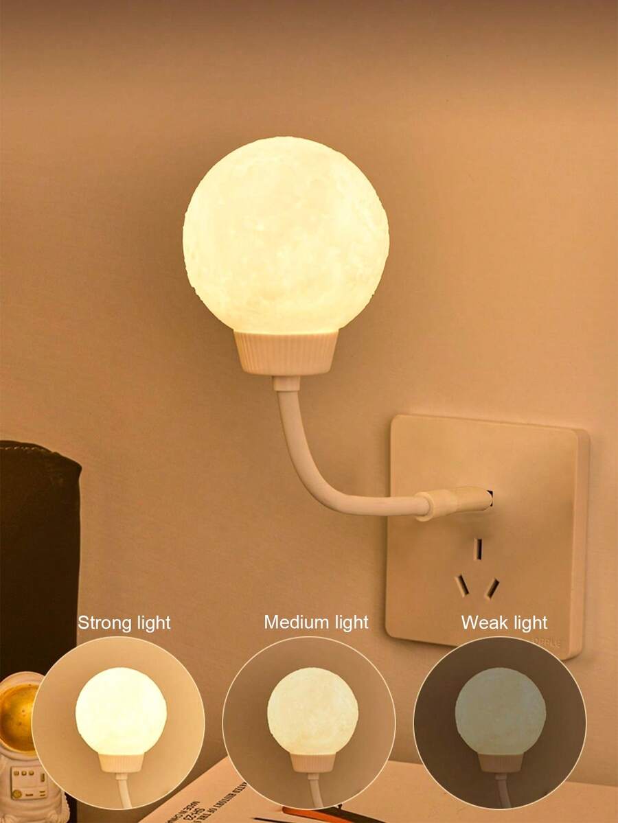 1pc Eid Mubarak Night Light, Smart Voice Control Small Night Light With 3 Lighting Modes, English Voice Control, Creative Plug-In Moon Lamp, USB Bedside Lamp With Timer, Eid Gift & Decor, Adapter Not Included - Multicolor - View 1