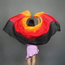 1pc Gradient Rainbow Multicolor Faux Silk Belly Dance Hand Veil, Soft Flowy Gradient Color Dance Scarf, Lightweight Dance Accessory For Women, Perfect For Belly Dance Practice, Stage Performance, Party Show, Carnival, Festival Costume Decoration - Multicolor - View 16
