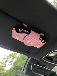 1pc Sparkling Star & Music Note Car Sun Visor Fashion Glasses Holder Clip, Car Interior Fashion Glasses Storage Clip, Driver Side Fashion Glasses Clip, Star & Music Note Strawberry Design Car Glasses Holder, Multi-Functional Glasses Clip & Ticket Holder, Creative Car Sun Visor Glasses Holder, Car Interior Accessories Car Glasses Clip - A - View 2
