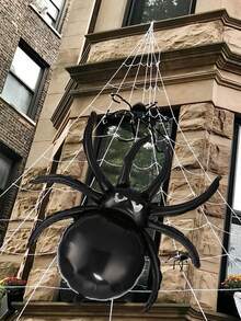Balão de Folha de Aranha de Halloween 82x78cm Balão de Aranha Preto Grande, Adequado para Decoração de Festa de Halloween, Decoração de Terror de Casa Assombrada, Decoração de Entrada, Varanda e Quintal. - Visão 3