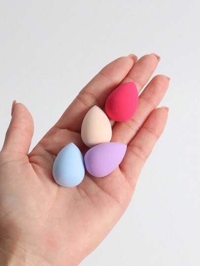 4 piezas Esponja de maquillaje Borla de polvo Bola de cosmética Herramienta de maquillaje Borla de polvo de base Combinación de seco y húmedo Gotas de agua