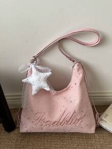 Mochila de gran capacidad estilo coreano, nuevo bolso bandolera de moda versátil para ir al trabajo, bolso de hombro tipo tote - Rosa - Ver 9