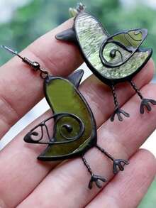 Gmzalx 1 Pair Exquisite Fun Cartoon Hollow Bird Ear Hooks, Featuring Contrast Colors And Glossy Design, Creating Fresh Forest Style Accessories, Suitable For Commuting And Travel Wear - Multicolor - View 2