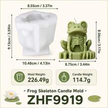 骷髏青蛙矽膠蠟燭模具,3D哥德式青蛙模具,適用於DIY萬聖節香氛蠟燭、肥皂、樹脂、黏土小雕像,恐怖居家萬聖節派對裝飾手工藝用品 - Frog - 查看 13