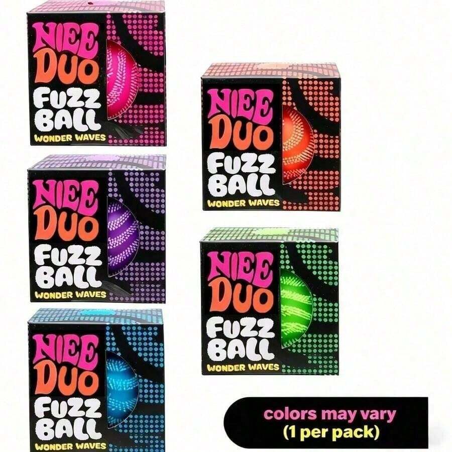 1個 NIE DUO 波浪絨毛壓力球，柔軟刺刺天鵝絨觸感指尖紓壓玩具，紋理感官壓力釋放工具，適合手部訓練，便攜式辦公與旅行壓力球，生日、萬聖節與聖誕節的貼心禮物 - 彩色 - 查看 1