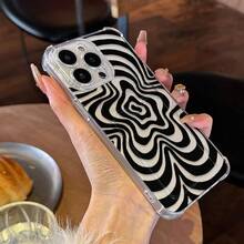 [24h Shipping From DE/ES]Apple 17  23-25 Phone Case: Transparent Case With Card Slot And Black And White Swirl Pattern, Compatible With All Apple Models. It Features A Transparent Soft Cover That Is Drop-Proof At All Four Corners With An Integrated Slot For Access Cards And Bank Cards. Este Design VisualGift Box Pack Phone Case Surprise Present - A - 查看 5