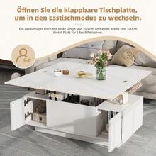 Modern Coffee Table With Double Lifting Mechanism, Hidden Storage Space – Load Capacity Up To 50 Kg - 白色 - 查看 5